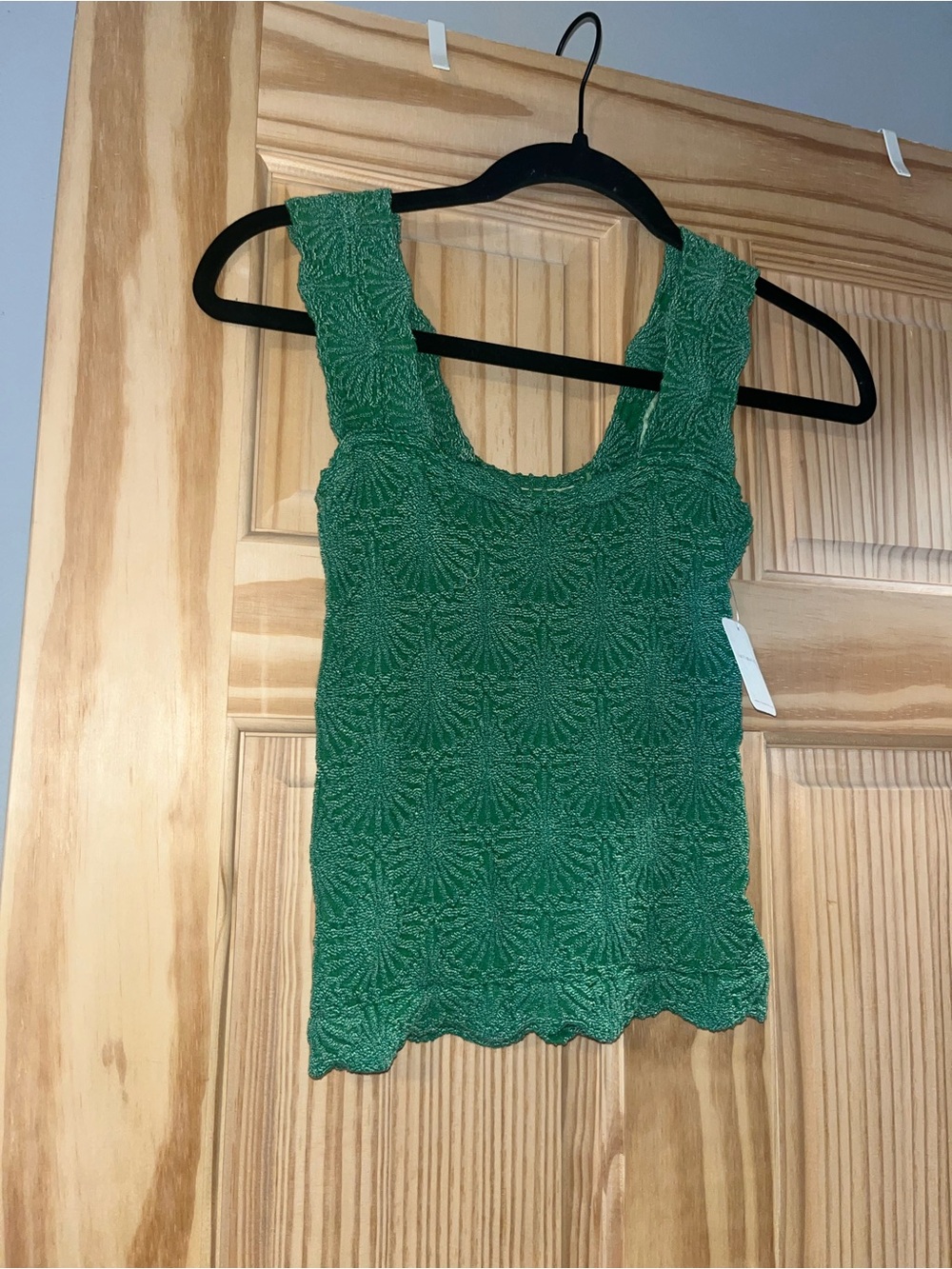 Free People Green Textured Scoop Tank